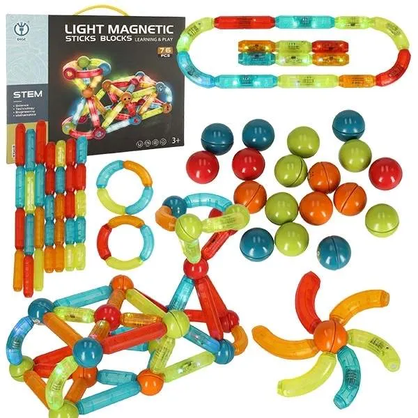 Magnetiska lysande byggklossar – 76 delar