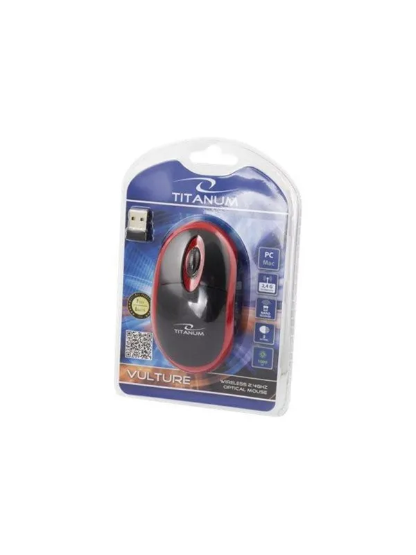 Esperanza Titanum Wireless Optical Mouse 2.4GHz 3D USb Vulture Red - Mouse - Optic - 3 knappar - Röd