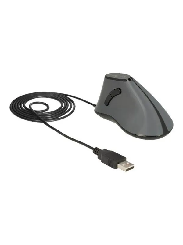 DeLOCK - vertical mouse - USB - grey black - Vertical mouse - Optic - 5 knappar - Svart