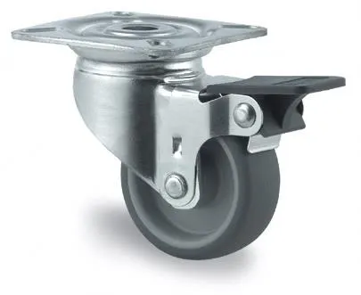 Tente 2477PJH075P40 Länkhjul termogummi, broms, platta 77x67 mm 75 mm