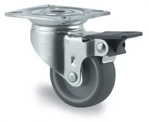Tente 2477PJH075P40 Länkhjul termogummi, broms, platta 77x67 mm 75 mm