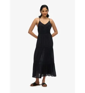 Superdry för kvinnor. W8011908A Ibiza klänning svart (XS), Casual, Viskos, Ärmlös / Hängselbyxor
