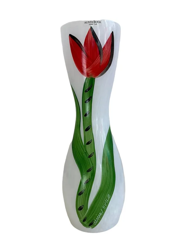 Kosta Boda – Tulipa – Vas- Röd Ros Design Ulrica Hydman Vallien