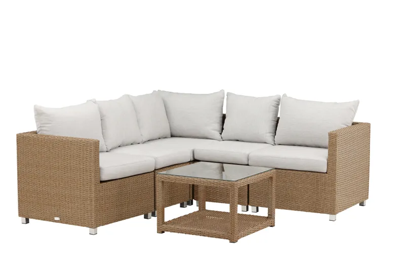 Venture Home Vamos 9612-007 Loungeset soffa, bord, natur/vitt