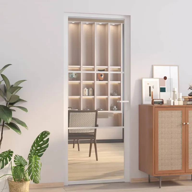 vidaXL Innerdörr 83×201,5 cm vit ESG-glas och aluminium
