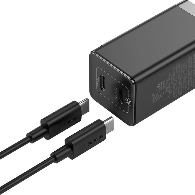 Snabbladdare GaN2 C+C, 45W EU – Svart