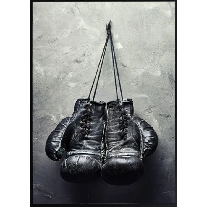 Poster - Svarta boxningshandskar / Plattpackade