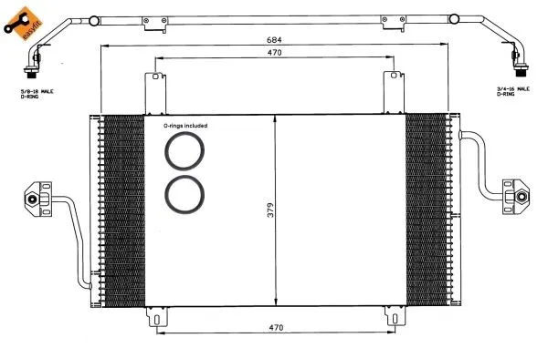 NRF Kondensor, klimatanläggning, Fram – P60117 – opel, renault – OE 09161208, 1543581, 2E0927748AB