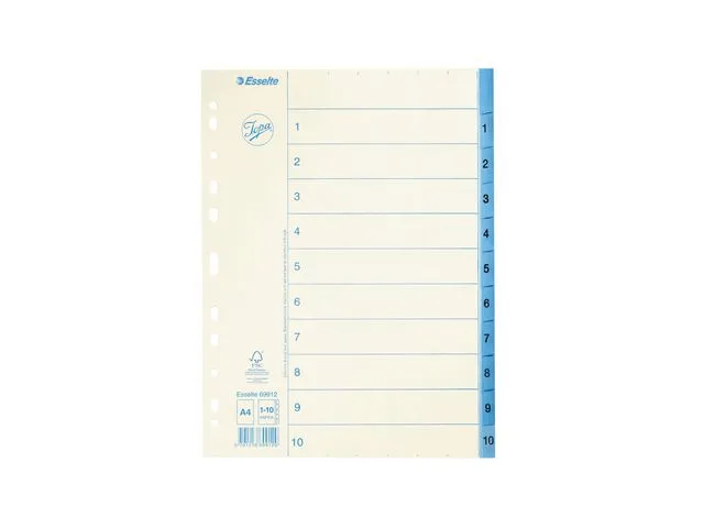 Pappregister JOPA A4 1-10 vit/blå
