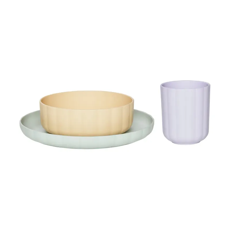 OYOY Middagsset – Bioplast – 3 Delar – Pullo – Pale Mint/Vanilla (#0129)