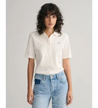 Gant för kvinnor. 4202231 Shield piquet polotröja (L), Casual, Bomull, Kort ärm