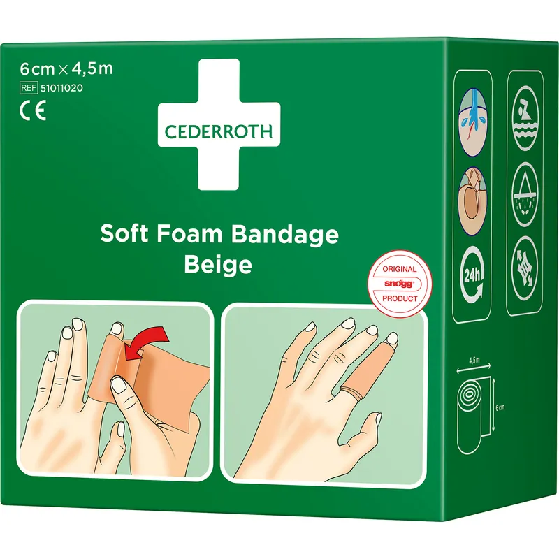 Cederroth 51011020 Plåster 6 cm x 4,5 m, självhäftande Beige