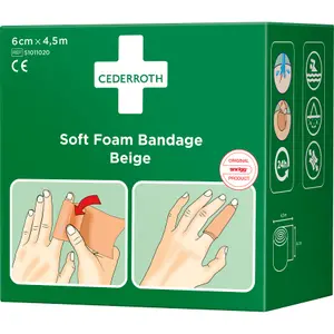 Cederroth 51011020 Plåster 6 cm x 4,5 m, självhäftande Beige
