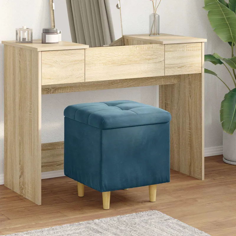 vidaXL Ottoman med förvaring Blå 40 x 40 x 45 cm Sammet
