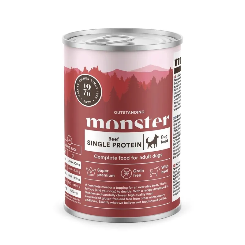 Monster Dog Adult Single Protein Beef Burk 6×400 g