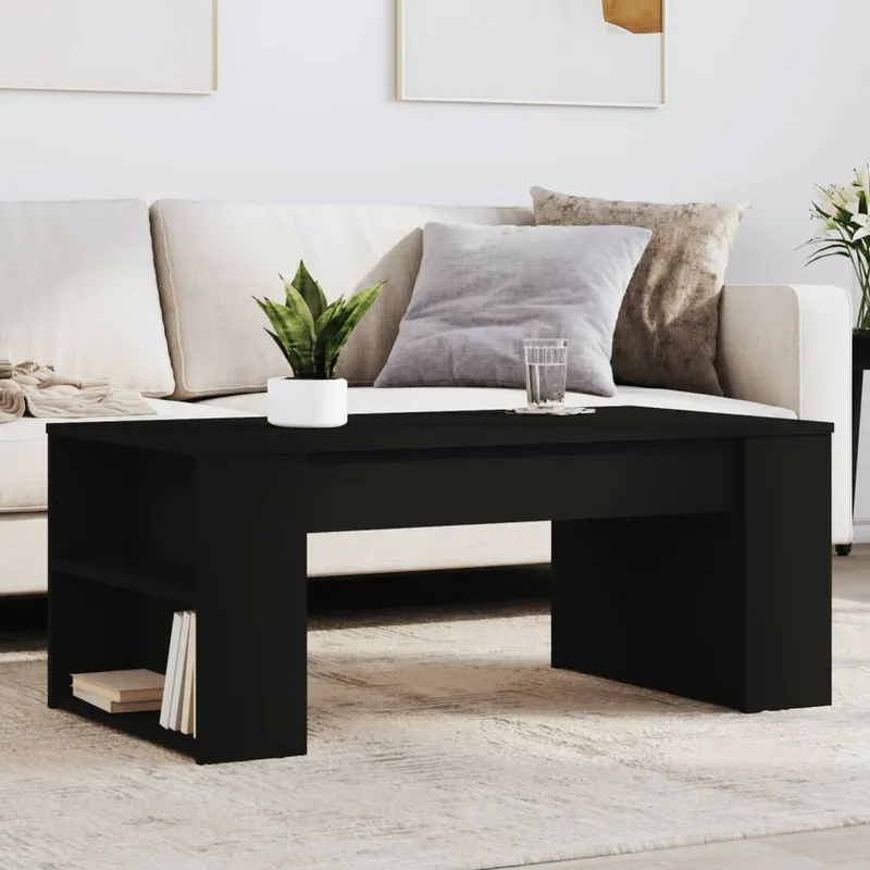 vidaXL Soffbord svart 102x55x42 cm konstruerat trä