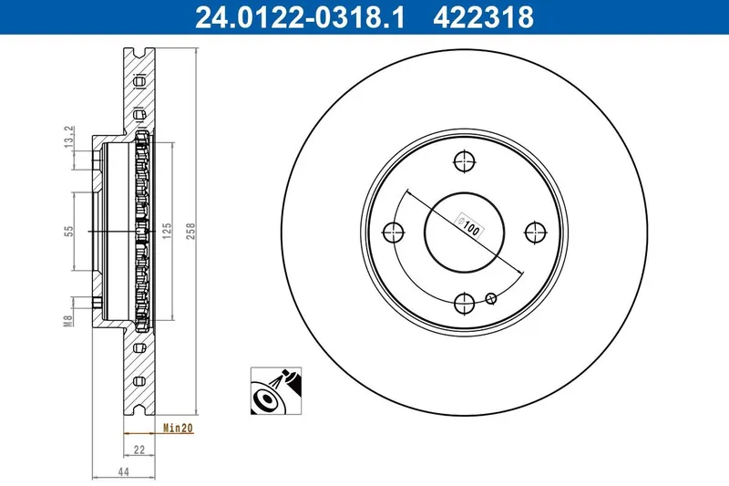 Bromsskiva ATE 24.0122-0318.1