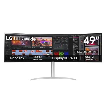 LG 49″ UltraWide™ Dual QHD välvd IPS-skärm | 144 Hz uppdateringsfrekvens – 49WQ95C-W