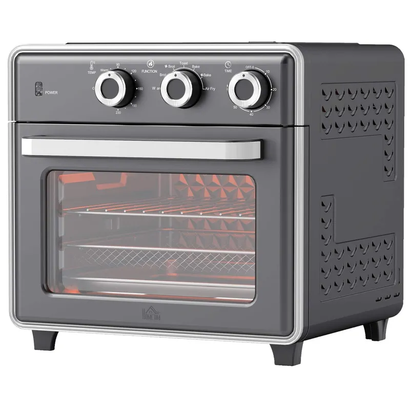 Miniugn med cirkulerande luft 20L miniugn med bakplåt, grillgaller och smulplåt, 90°C-230°C varmluftsfritös med 5 lägen, frityrk