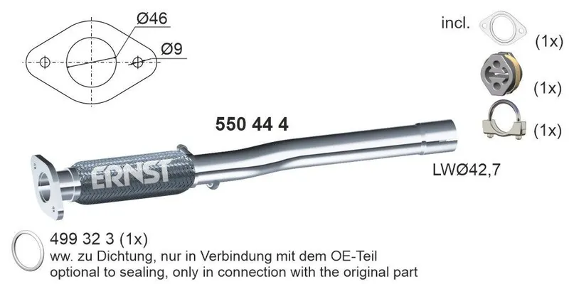 Flexrör, avgassystem ERNST 550444