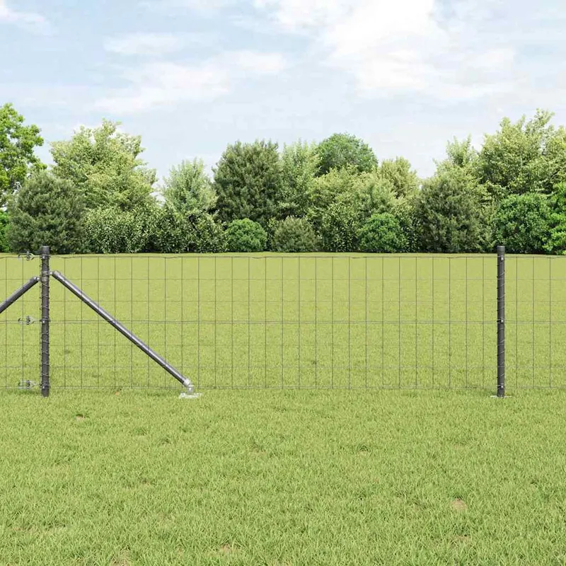 vidaXL Euro Staket med Spikar 10 x 0,6 m PVC-belagda stål Grå Mesh