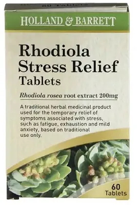 Holland & Barrett – Rhodiola Stress Relief, 200 mg, 60 tabletter