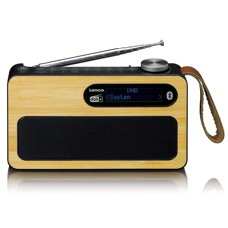 Bärbar DAB+/FM-radio med Bluetooth, bambufinish