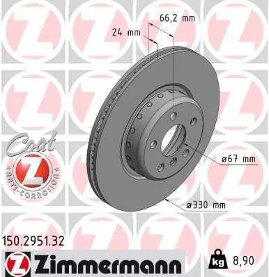 Bromsskiva ZIMMERMANN 150.2951.32