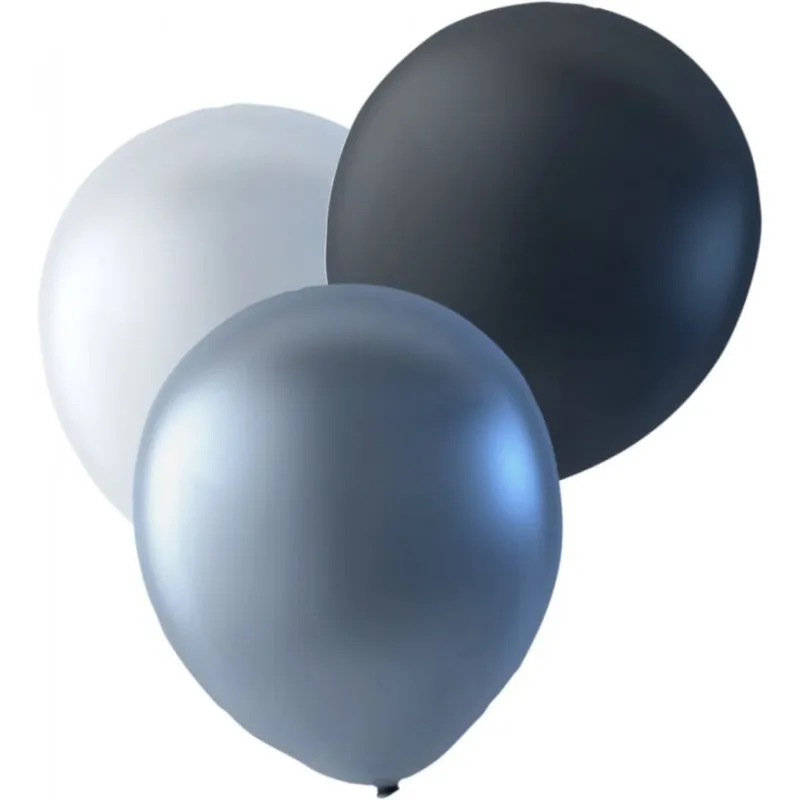 Ballonger Silver Vit Svart Latex Miljövänliga Festdekorationer 27-pack 30 cm