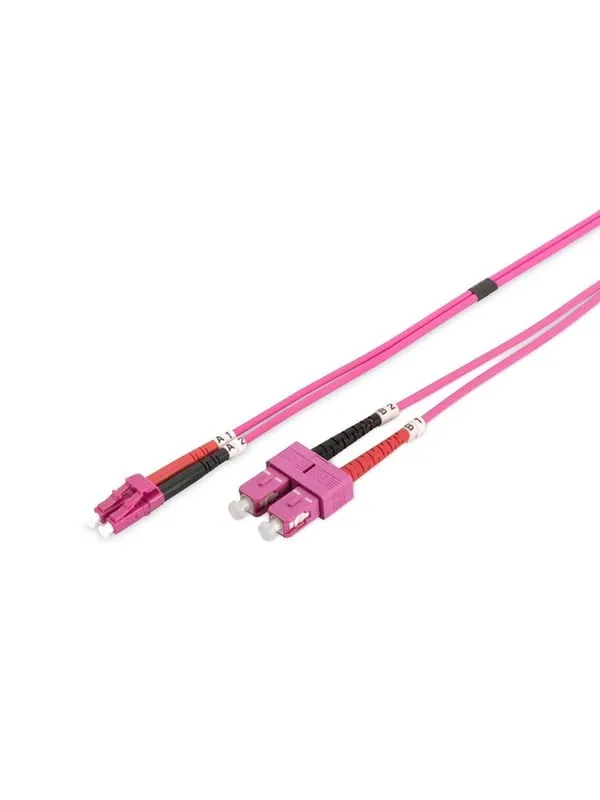 DIGITUS Fiber Optic Multimode Patch Cord OM4 LC / SC - 5m - Rosa - 5m
