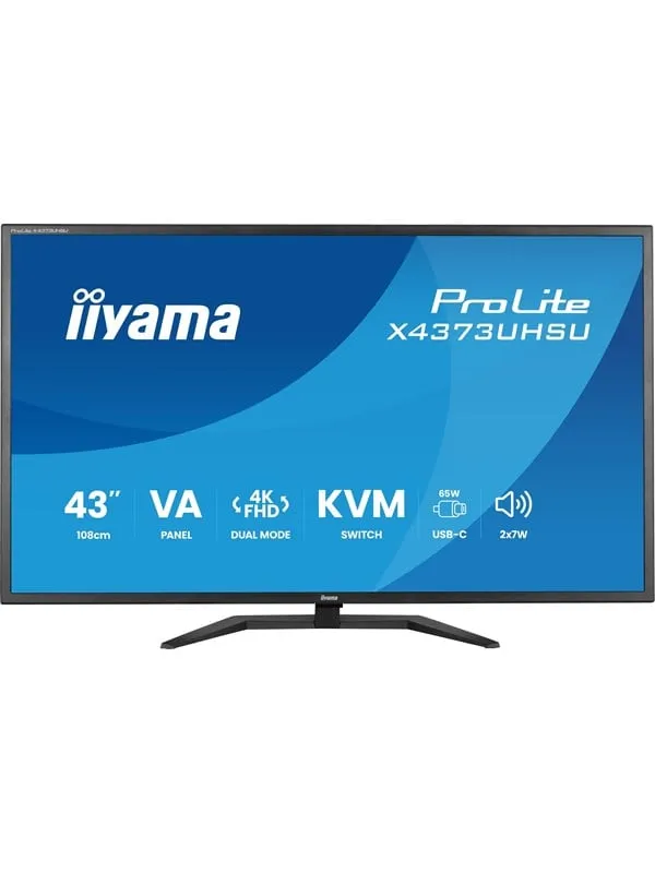 43″ iiyama ProLite X4373UHSU - 3840×2160 (4K) - 120Hz - IPS - 95W USB-C - KVM switch