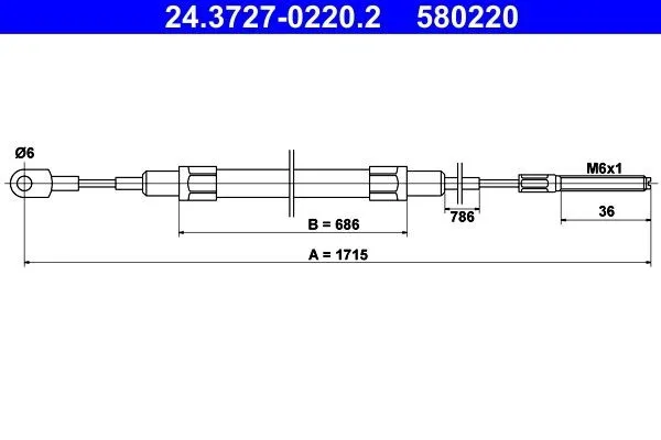 Handbromsvajer ATE 24.3727-0220.2