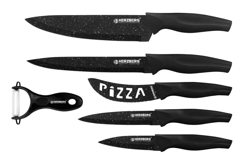 Knivset med skalare 6 delar – Svart/Vitprickigt