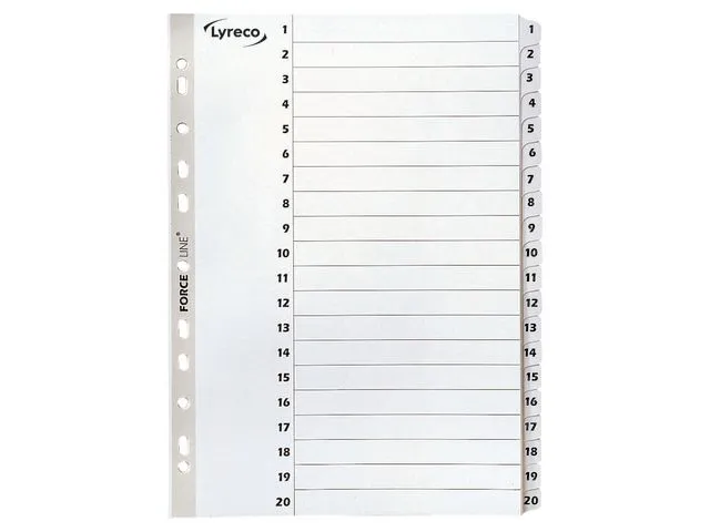 Kartongregister LYRECO A4 1-20 vit