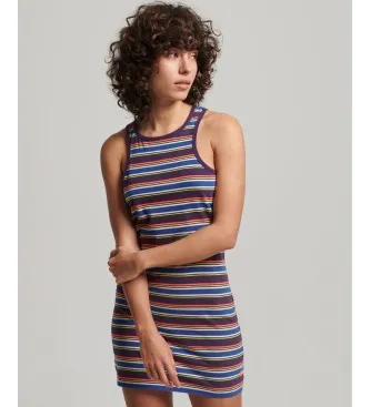 Superdry för kvinnor. W8011412A Vintage Stripe Racer logo klänning brun (S), Casual, Lila, Ärmlös / Hängselbyxor, Ekologisk bomull, Hållbar