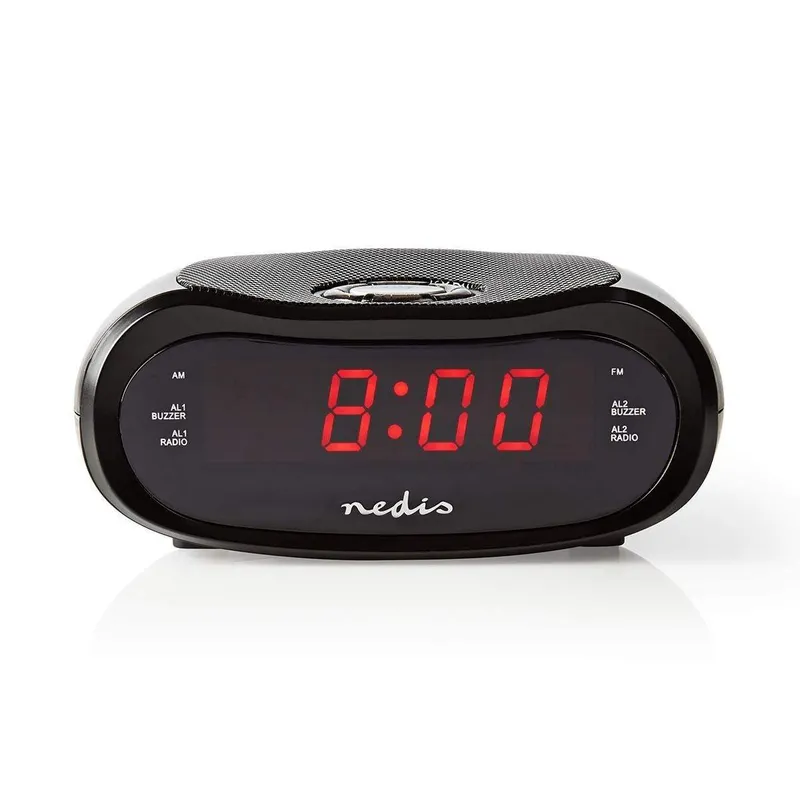 Digital klockradio | LED Display | Tidsprojektion | AM / FM | Snooze-funktion | Sov timer | Antal alarm: 2 | Svart (#4079)