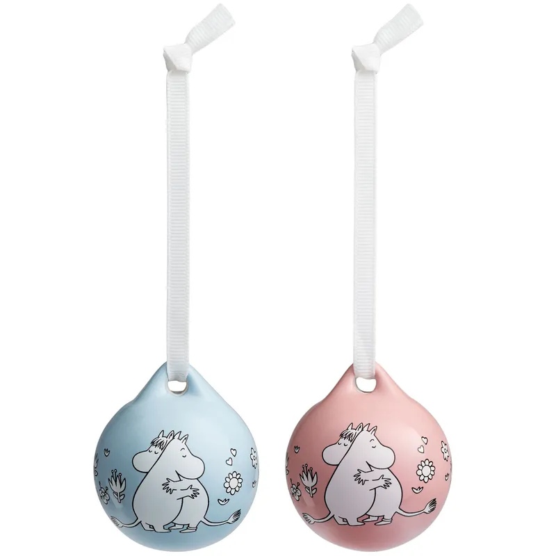 Moomin Arabia Kärlek Muminjulkula Rosa-blå, 5 cm, 2-pack