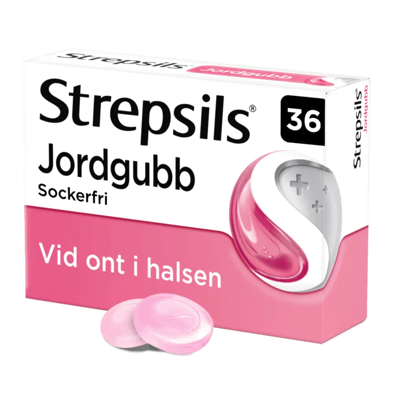 Strepsils Jordgubb Sugtabletter Sockerfri 36 st