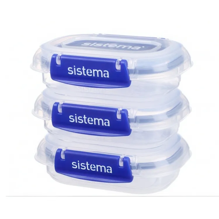 Sistema Matlåda - Rektangel Klip It Plus - 3-pack - 180 ml - Blå