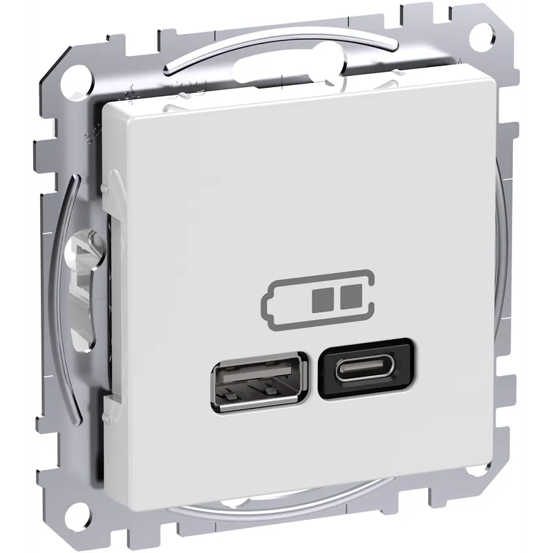 Schneider Electric Exxact WDE002983 USB-Ladduttag 2 utgångar, A+C vit