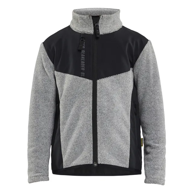 FLEECETRÖJA 5207 2536 STICKAD BARN GRÅMELERAD/SVART 110/116 | Beijerbygg Byggmaterial