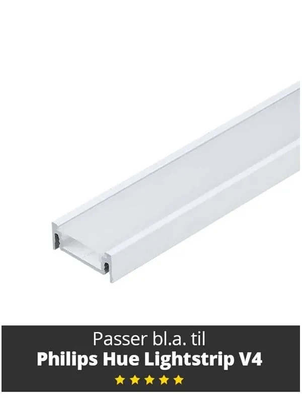 Light Solutions Aluminiumsprofil - Model S til Philips Hue og WiZ - Hvid