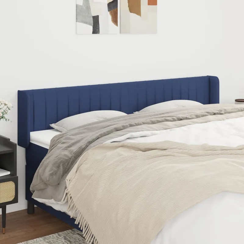 vidaXL Sänggavel med kanter blå 183x16x78/88 cm tyg (#8901)