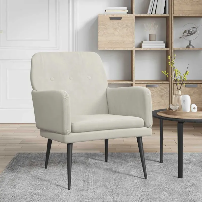 vidaXL Loungestol gräddvit 62x79x79 cm sammet (#6186)