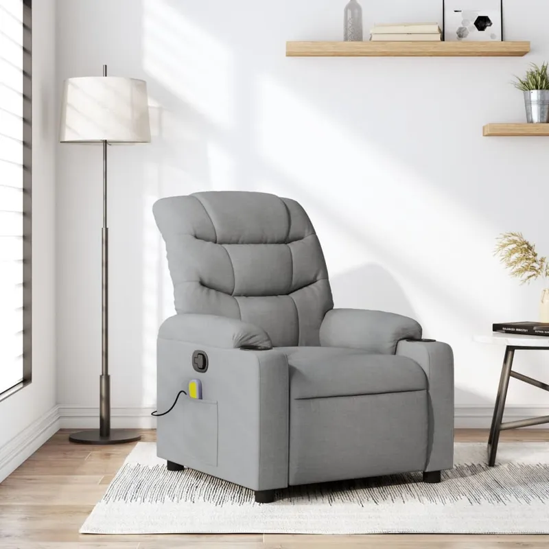 vidaXL Massagefåtölj ljusgrå tyg (#1444)