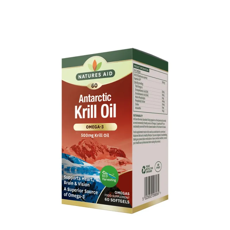 Natures Aid - Antarktisk Krillolja, 500 mg (60 Mjukkapslar)