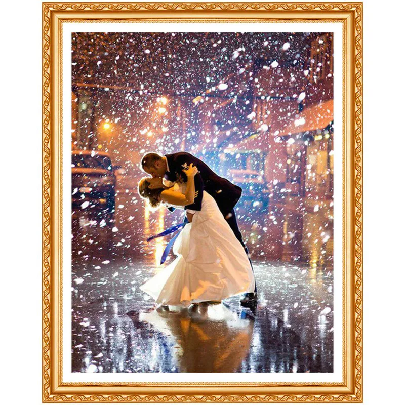 5d Gör-det-själv-diamantmålning Helrunda,korsstygnbilder,diamantromantik Love Kiss-målningar 20X30CM