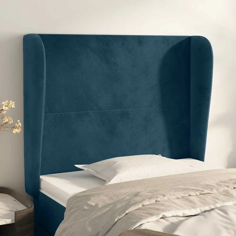 vidaXL Sänggavel med kanter mörkblå 103x23x118/128 cm sammet (#5864)
