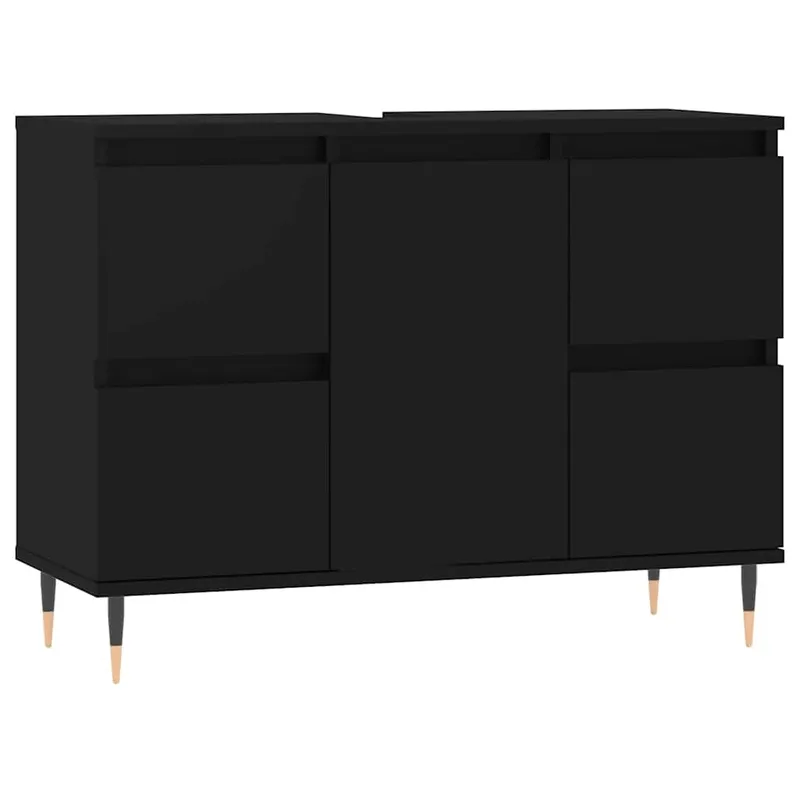 vidaXL Badrumsskåp svart 80x33x60 cm konstruerat trä