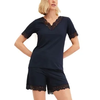Calida Elegant Dreams Short Pyjama Mörkblå modal Small Dam